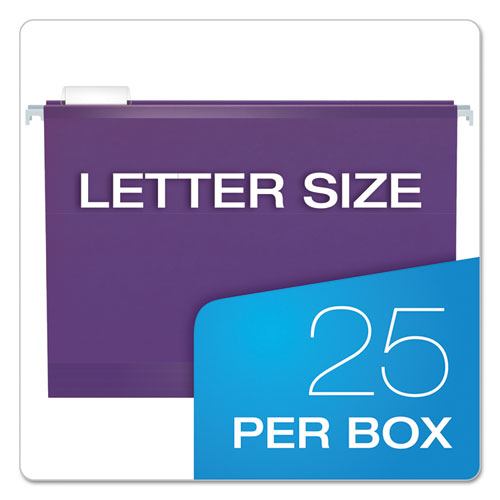 Picture of Colored Reinforced Hanging Folders, Letter Size, 1/5-Cut Tabs, Violet, 25/Box