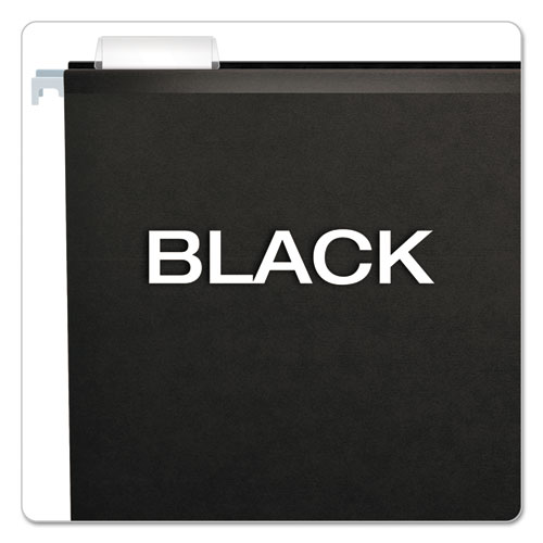 Picture of Colored Reinforced Hanging Folders, Letter Size, 1/5-Cut Tabs, Black, 25/Box