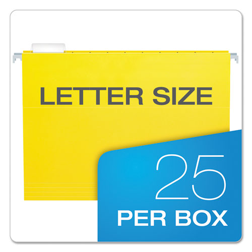 Picture of Colored Hanging Folders, Letter Size, 1/5-Cut Tabs, Yellow, 25/Box