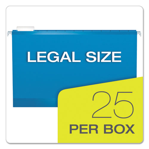 Picture of Extra Capacity Reinforced Hanging File Folders with Box Bottom, 2" Capacity, Legal Size, 1/5-Cut Tabs, Blue, 25/Box