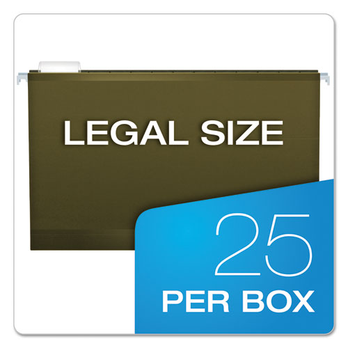 Picture of Extra Capacity Reinforced Hanging File Folders with Box Bottom, 2" Capacity, Legal Size, 1/5-Cut Tabs, Green, 25/Box