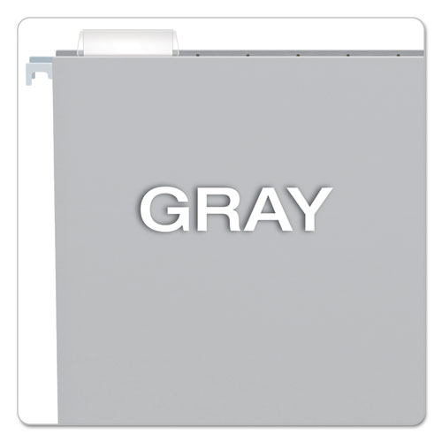 Picture of Colored Hanging Folders, Letter Size, 1/5-Cut Tabs, Gray, 25/Box