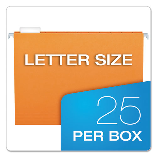 Picture of Colored Hanging Folders, Letter Size, 1/5-Cut Tabs, Orange, 25/Box