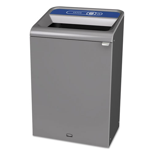 Picture of Configure Indoor Recycling Waste Receptacle, Paper Recycling, 33 gal, Metal, Gray