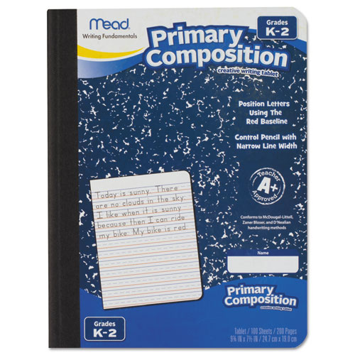 Primary+Composition+Book%2C+Manuscript+Format%2C+Blue%2FWhite+Cover%2C+%28100%29+9.75+x+7.5+Sheets