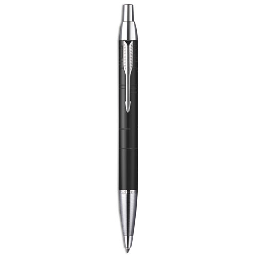 Picture of IM Ballpoint Pen, Retractable, Fine 0.5 mm, Black Ink, Black/Chrome Barrel
