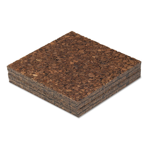 Picture of Cork Tile Panels, Authentic Natural Cork Surface, 12" x 0.38" x 12", Dark Brown, 4/Pack