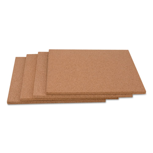 Picture of Cork Tile Panels, Classic Synthetic Cork Surface, 12" x 0.38" x 12", Brown, 4/Pack