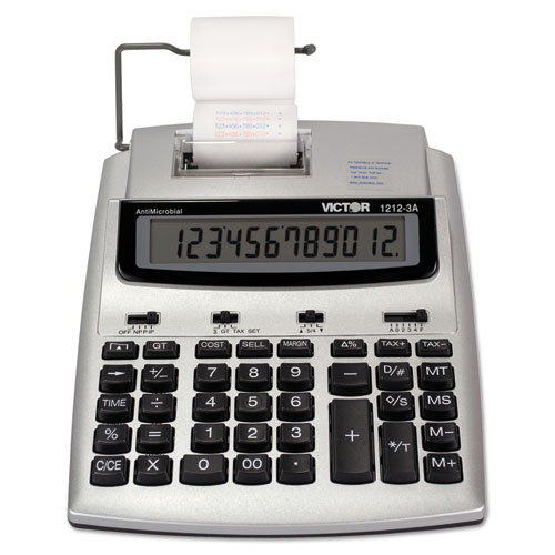 Picture of 1212-3A Antimicrobial Printing Calculator, Black/Red Print, 2.7 Lines/Sec