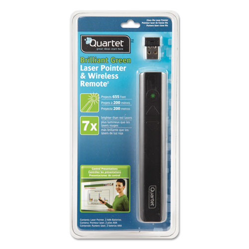 Picture of Brilliant Green Laser Pointer and Wireless Remote, Class 3A, 32 ft Range, Black