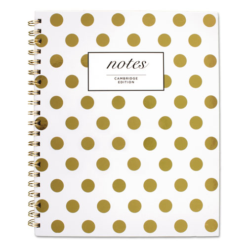 Picture of Gold Dots Hardcover Notebook, 1-Subject, Wide/Legal Rule, White/Gold Cover, (80) 11 x 8.88 Sheets