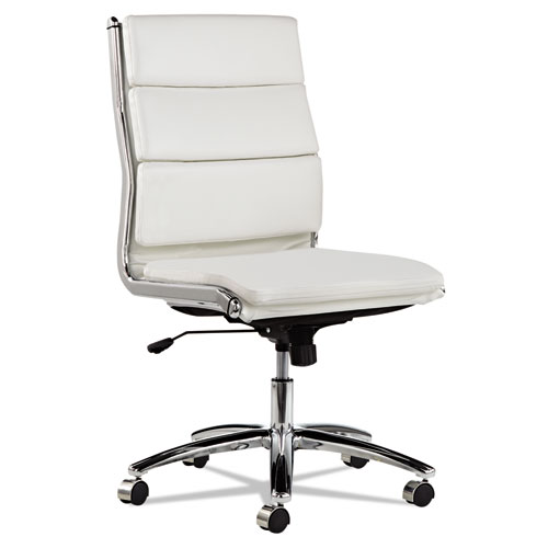 Picture of Alera Neratoli Mid-Back Slim Profile Chair, Faux Leather, Up to 275 lb, 18.3" to 21.85" Seat Height, White Seat/Back, Chrome