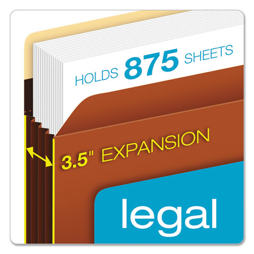 Picture of Heavy-Duty File Pockets, 3.5" Expansion, Legal Size, Redrope, 25/Box