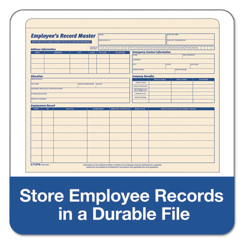 Picture of Employee Record Master File Jacket, Straight Tab, Letter Size, Manila, 20/Pack