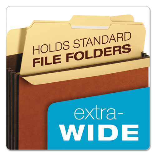 Picture of Extra-Wide Heavy-Duty File Pockets, 5.25" Expansion, Letter Size, Redrope, 10/Box