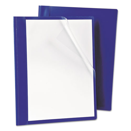 Picture of PressLock Report Cover, Prong Fastener, 0.5" Capacity, 8.5 x 11, Nonglare Clear/Blue, 25/Box