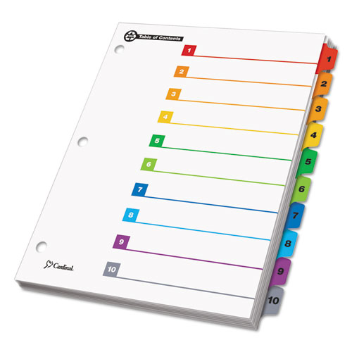 Picture of OneStep 100% Recycled Printable Table of Contents Dividers, 10-Tab, 1 to 10, 11 x 8.5, White, 1 Set