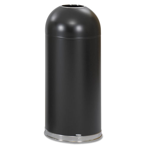 Dome+Top+Receptacle+with+Open+Top%2C+15+gal%2C+Steel%2C+Black