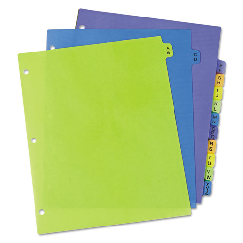 Picture of Durable Preprinted Plastic Tab Dividers, 12-Tab, A to Z, 11 x 8.5, Assorted, 1 Set