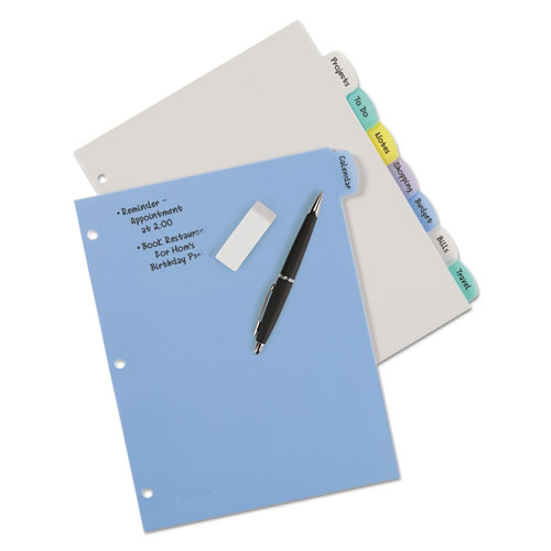 Picture of Write and Erase Big Tab Durable Plastic Dividers, 3-Hole Punched, 8-Tab, 11 x 8.5, Assorted, 1 Set