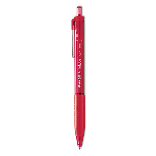 Inkjoy+300+Rt+Ballpoint+Pen%2C+Refillable%2C+Retractable%2C+Medium+1+Mm%2C+Red+Ink%2C+Red+Barrel%2C+Dozen