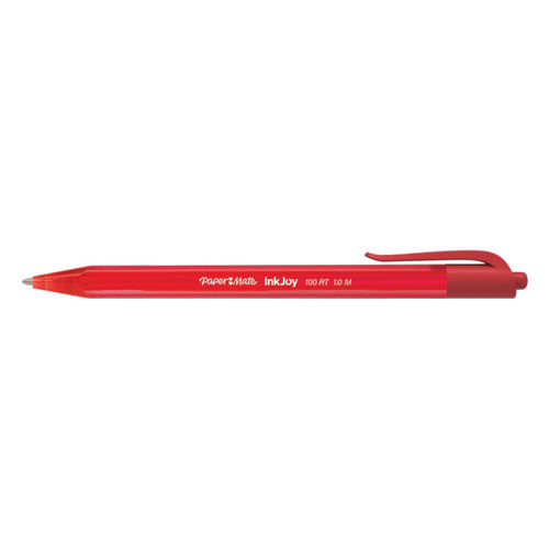 Picture of InkJoy 100 RT Ballpoint Pen, Retractable, Medium 1 mm, Red Ink, Translucent Red Barrel, Dozen