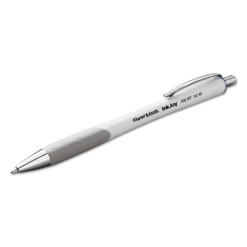 Picture of InkJoy 700 RT Ballpoint Pen, Retractable, Medium 1 mm, Blue Ink, White/Gray Barrel, Dozen