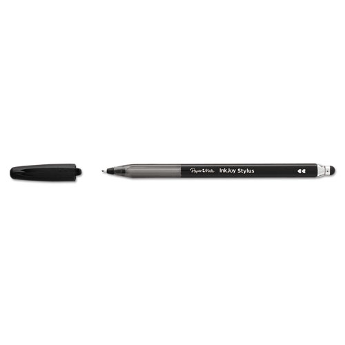 Picture of InkJoy 100 Ballpoint Pen/Stylus, Stick, Medium 1 mm, Black Ink, Black Barrel, Dozen