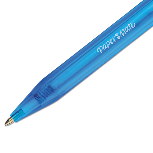 Picture of InkJoy 100 RT Ballpoint Pen, Retractable, Medium 1 mm, Blue Ink, Translucent Blue Barrel, Dozen