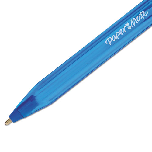 Picture of InkJoy 100 Ballpoint Pen, Stick, Medium 1 mm, Blue Ink, Translucent Blue Barrel, Dozen