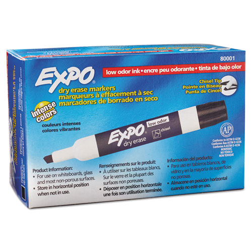 Picture of Low-Odor Dry-Erase Marker, Broad Chisel Tip, Black, Dozen