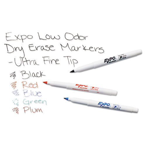 Picture of Low-Odor Dry Erase Marker Starter Set, Extra-Fine Bullet Tip, Assorted Colors, 5/Set