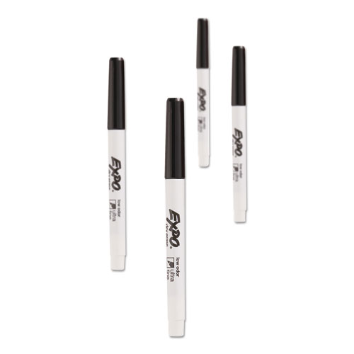 Picture of Low-Odor Dry-Erase Marker, Extra-Fine Bullet Tip, Black, 4/Pack