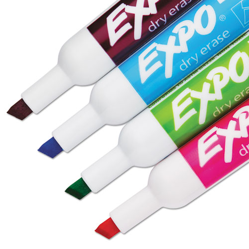 Picture of Low-Odor Dry-Erase Marker, Broad Chisel Tip, Assorted Pastel Colors, 4/Set