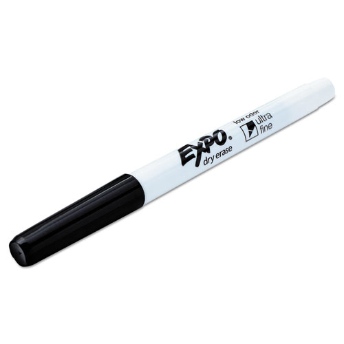 Picture of Low-Odor Dry-Erase Marker, Extra-Fine Bullet Tip, Black, 4/Pack