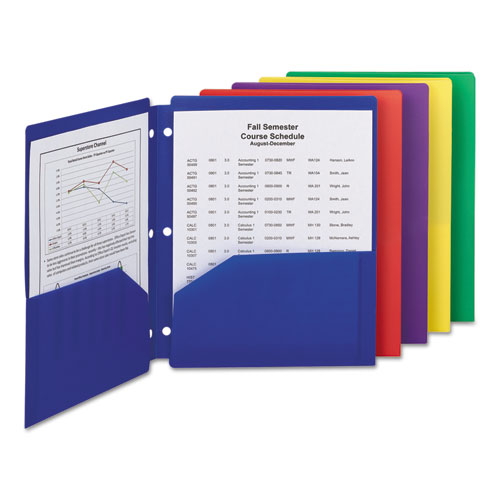 Picture of Poly Snap-In Two-Pocket Folder, 50-Sheet Capacity, 11 x 8.5, Assorted, 10/Pack