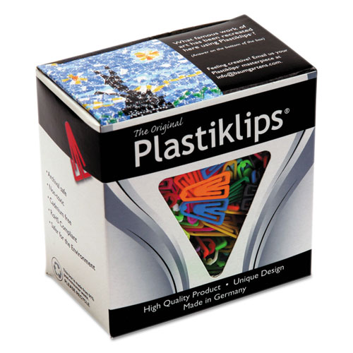 Picture of Plastiklips Paper Clips, Small, Smooth, Assorted Colors, 1,000/Box