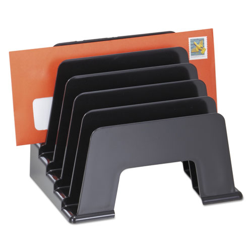 Picture of Recycled Plastic Incline Sorter, 5 Sections, DL to A5 Size Files, 8" x 5.5" x 6", Black