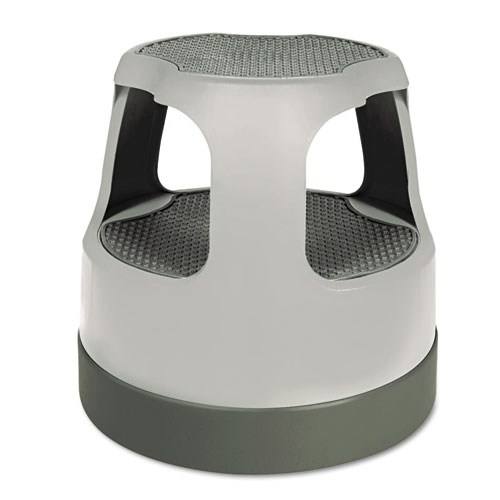 Picture of Scooter Stool, Round, 2-Step, Step and Lock Wheels, 300 lb Capacity, 15" Working Height, Gray