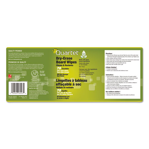 Picture of Board Wipes Dry Erase Cleaning Wipes, Cloth, 7 x 8, 70/Tub