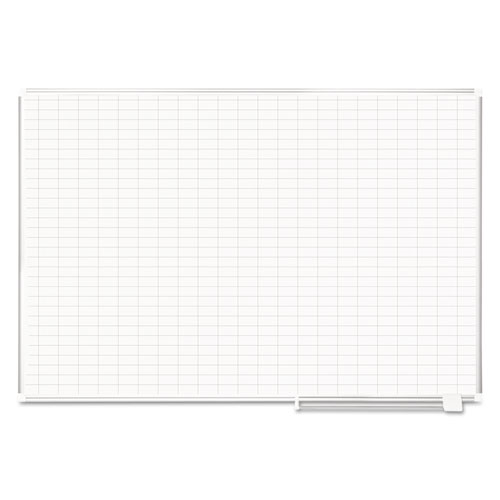 Picture of Gridded Magnetic Porcelain Dry Erase Project Planning Board, 1" x 2" Cells, 72" x 48", White Surface, Satin Aluminum Frame