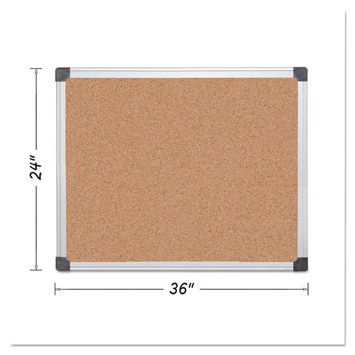 Value+Cork+Bulletin+Board+with+Aluminum+Frame%2C+24%26quot%3B+x+36%26quot%3B%2C+Tan+Surface%2C+Satin+Aluminum+Frame