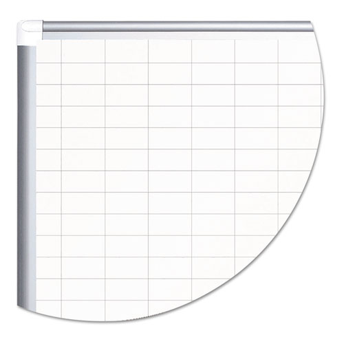 Picture of Gridded Magnetic Porcelain Dry Erase Project Planning Board, 1" x 2" Cells, 72" x 48", White Surface, Satin Aluminum Frame