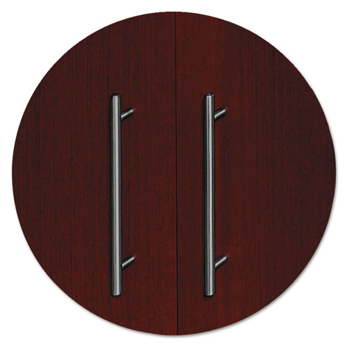 Picture of Conference Cabinet, Porcelain Magnetic Dry Erase Board, 48 x 48, White Surface, Cherry Wood Frame