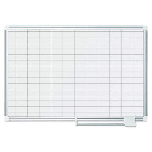 Gridded+Magnetic+Steel+Dry+Erase+Planning+Board%2C+1+x+2+Grid%2C+36+x+24%2C+White+Surface%2C+Silver+Aluminum+Frame