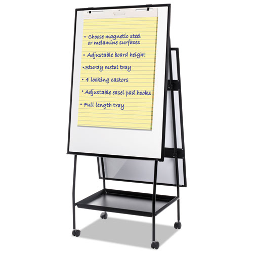 Picture of Creation Station Dry Erase Board, 29.5" x 74.88", White Surface, Black Metal Frame