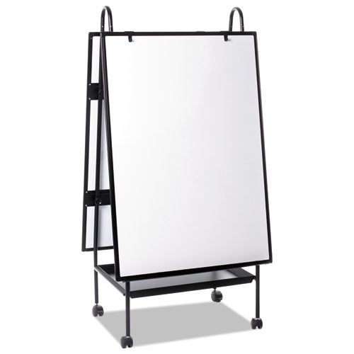 Picture of Creation Station Dry Erase Board, 29.5" x 74.88", White Surface, Black Metal Frame