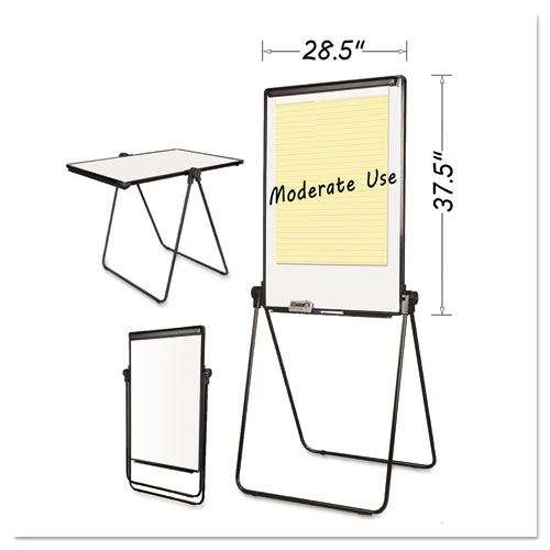 Picture of Folds-to-a-Table Melamine Easel, 28.5" x 37.5", White Surface, Black Steel Frame