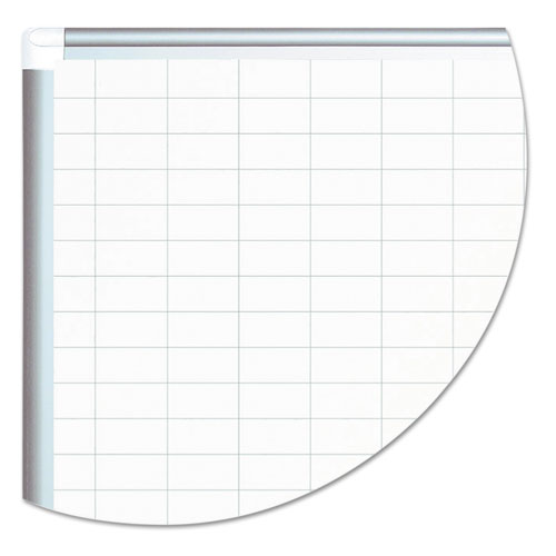 Picture of Gridded Magnetic Steel Dry Erase Project Planning Board, 1" x 2" Cells, 36" x 24", White Surface, Satin Aluminum Frame