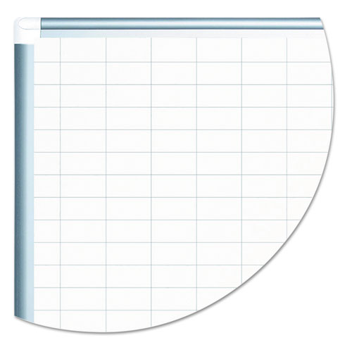 Picture of Gridded Magnetic Steel Dry Erase Project Planning Board, 1" x 2" Cells, 48" x 36", White Surface, Satin Aluminum Frame